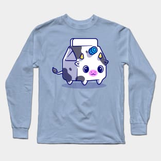 Cute Cow Milk Box Cartoon Long Sleeve T-Shirt